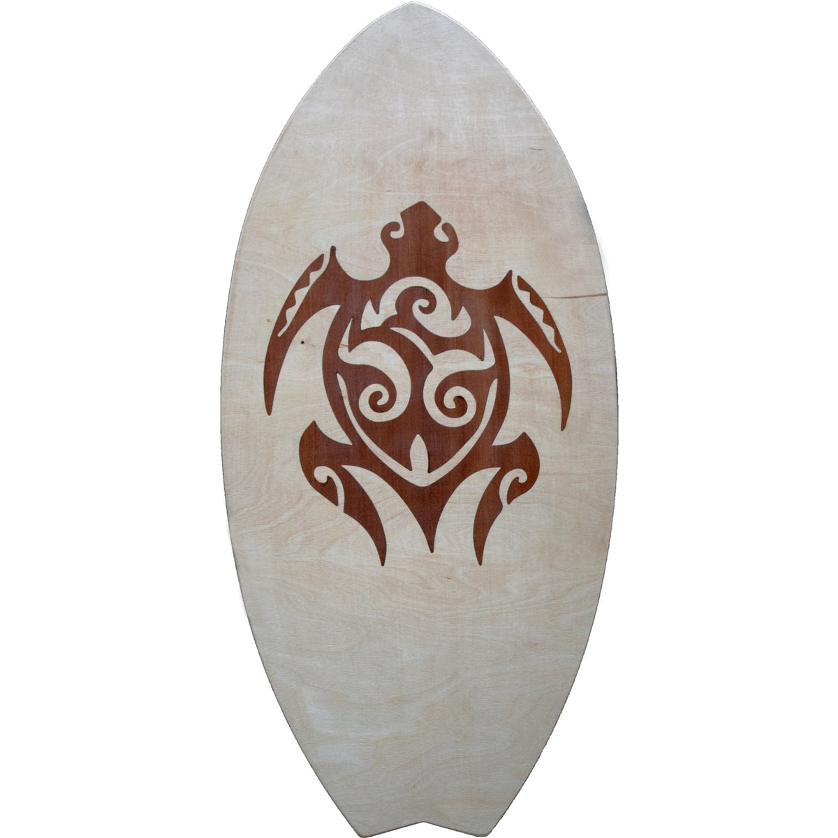 Balance Board Turtle aus Holz mit Schildkrötenmotiv als dunklem Inlay auf der Oberseite