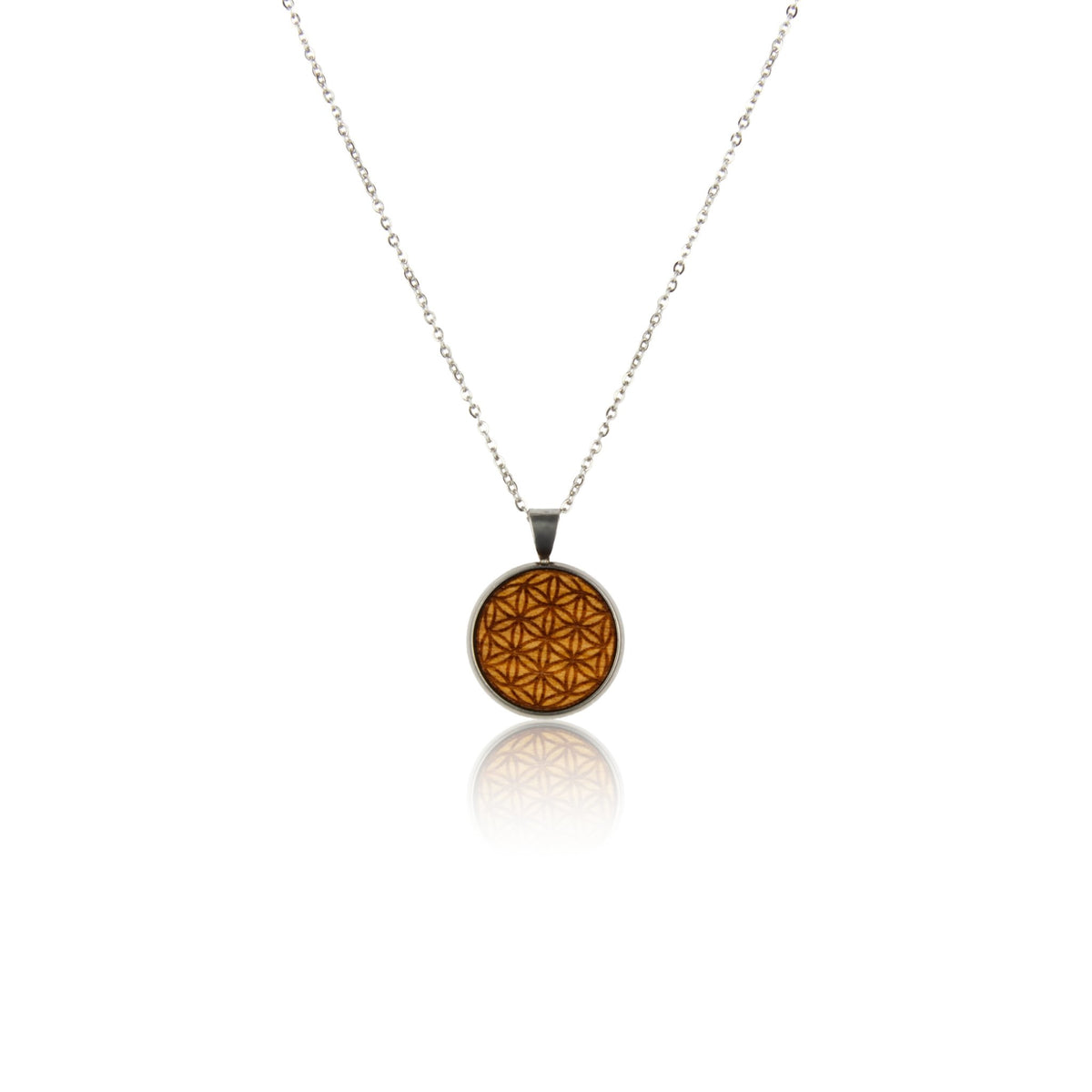 Holz Halskette Lebensblume aus Kirschholz mit Blume-des-Lebens-Gravur