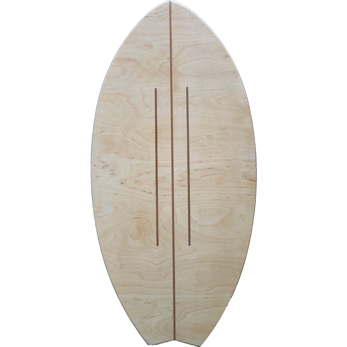 Balance Board Stripe aus Holz mit drei schmalen Linien als dunklem Inlay auf der Oberseite