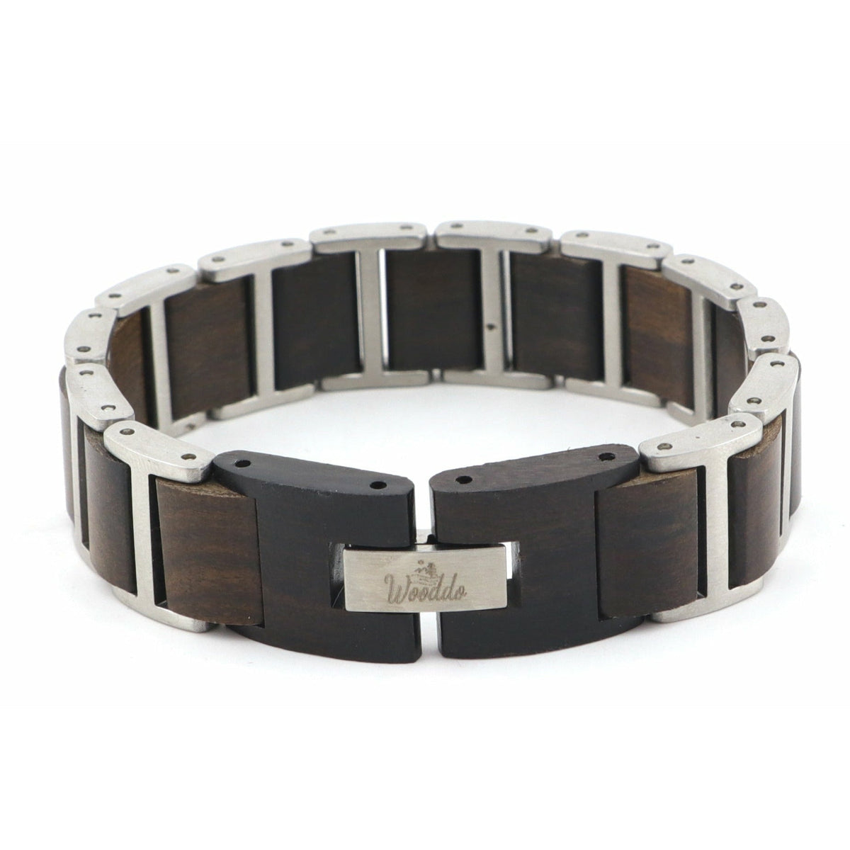 Holzarmband Black Shadow aus Ebenholz und Edelstahl mit geschlossenem Verschluss