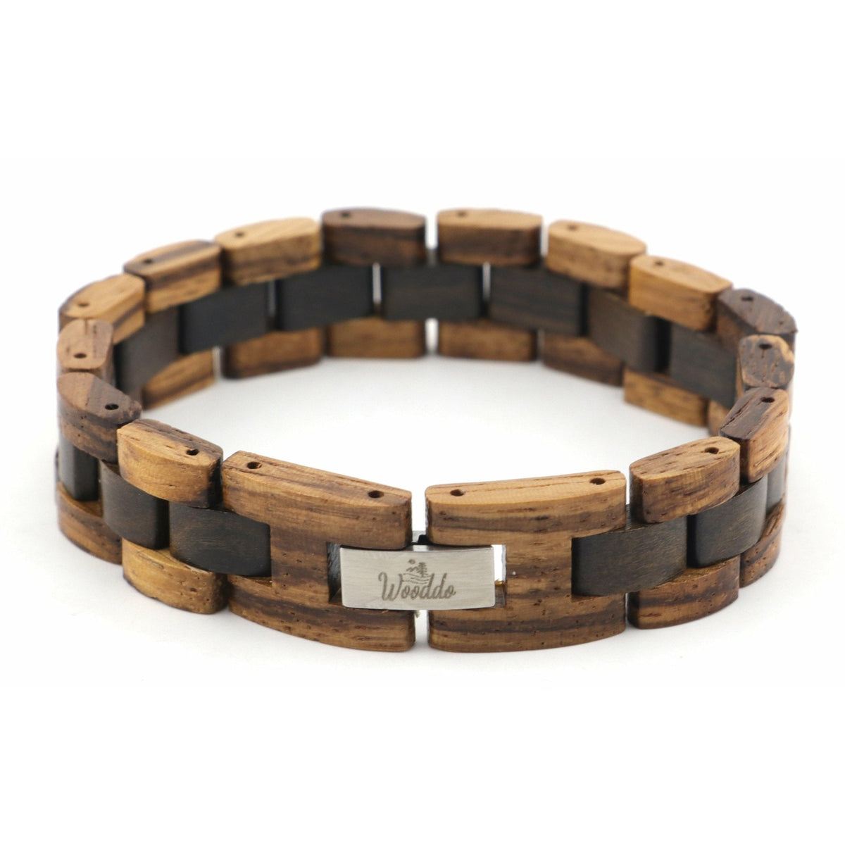 Holzarmband Elegance aus Ebenholz und Zebrano mit geschlossenem Edelstahlverschluss