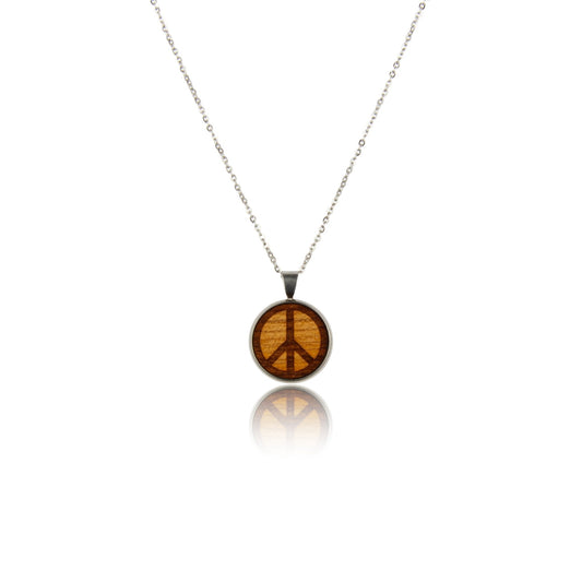 Holz Halskette Peace aus Kirschholz mit Peace-Zeichen