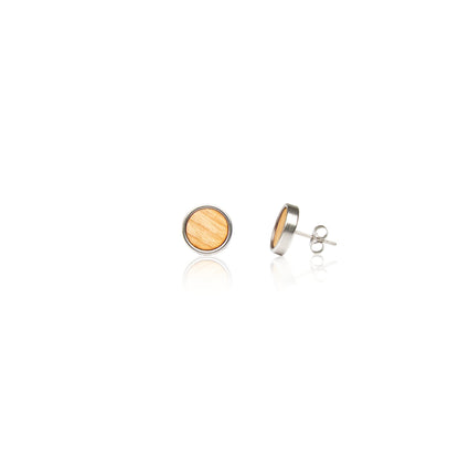 Holz Ohrstecker Circle Big Kirsche aus Kirschholz mit Edelstahlstecker und Verschluss