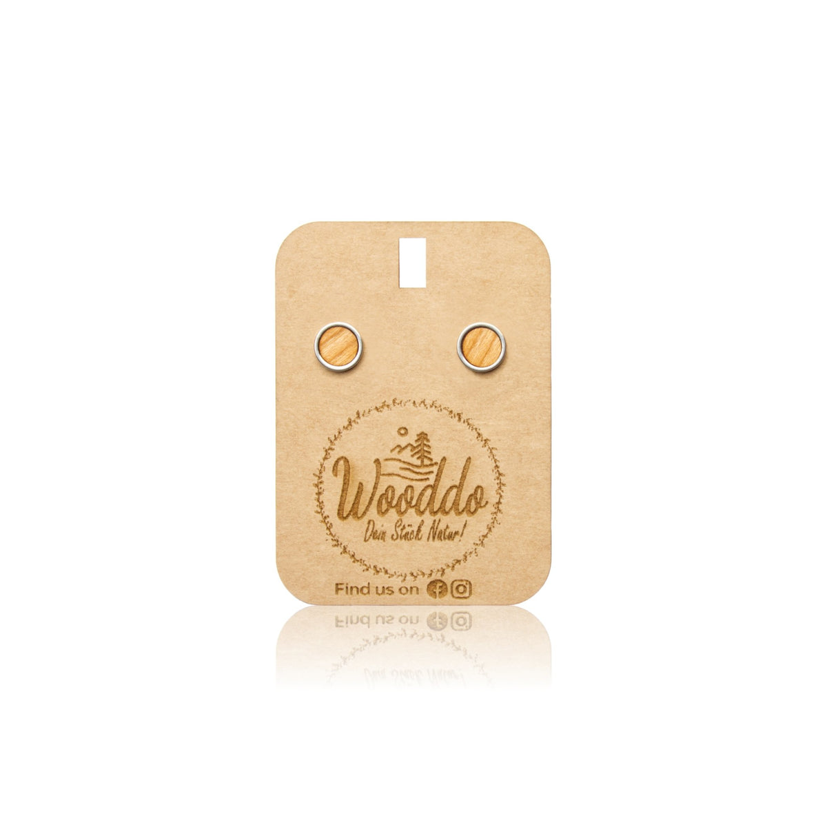 Holz Ohrstecker Circle Small Kirsche aus Kirschholz auf dem Wooddo-Halter