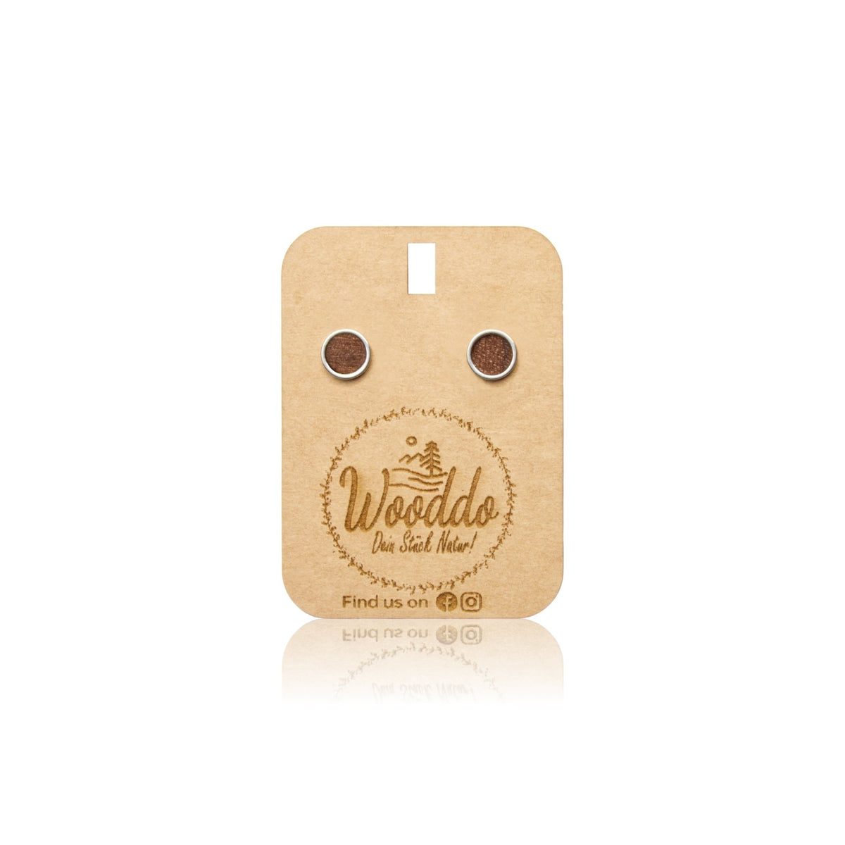 Holz Ohrstecker Circle Small Nuss aus Nussholz auf dem Wooddo-Halter