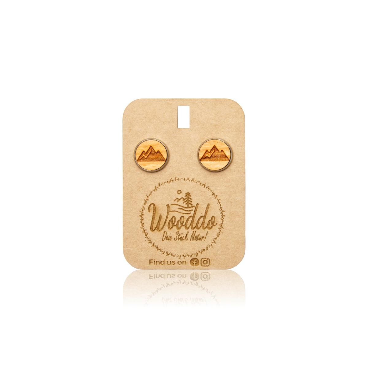 Holz Ohrstecker Gletschereis aus Kirschholz auf dem Wooddo-Halter