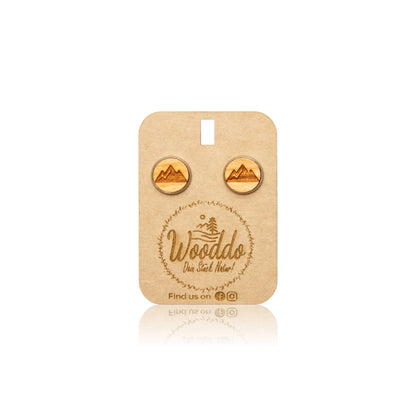 Holz Ohrstecker Gletschereis aus Kirschholz auf dem Wooddo-Halter
