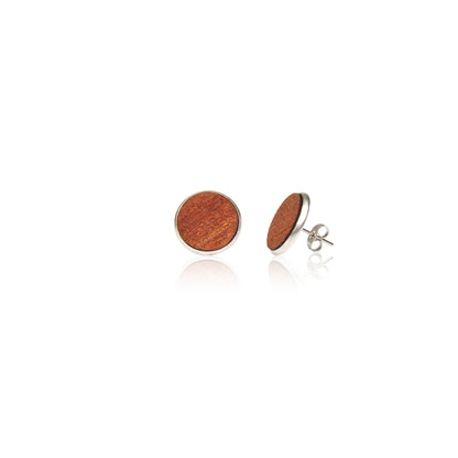 Holz Ohrstecker Nature Dot aus Mahagoniholz mit Edelstahlstecker und Verschluss