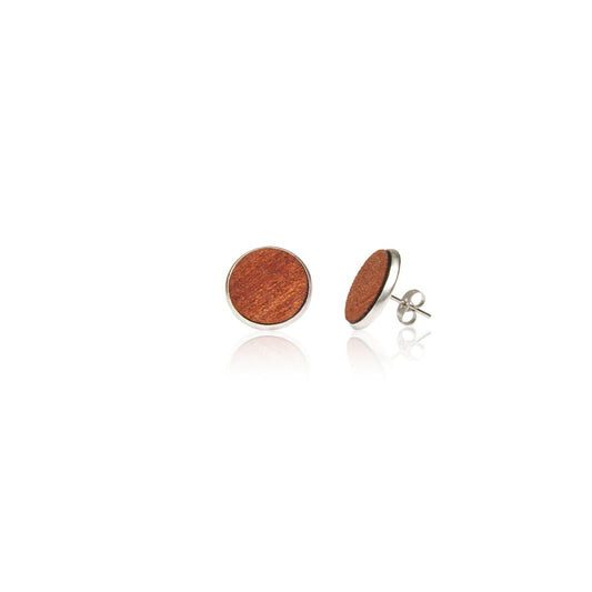 Holz Ohrstecker Nature Dot aus Mahagoniholz mit Edelstahlstecker und Verschluss