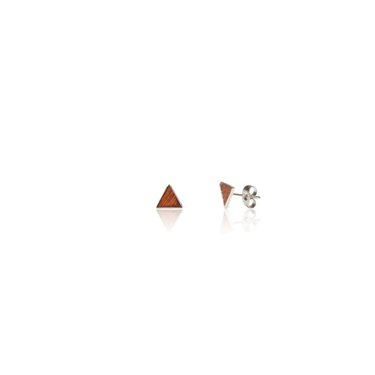 Holz Ohrstecker Triangular Mahagoni aus koloriertem Holz mit Edelstahlstecker und Verschluss