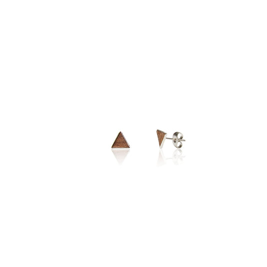 Holz Ohrstecker Triangular Nuss aus Nussholz mit Edelstahlstecker und Verschluss